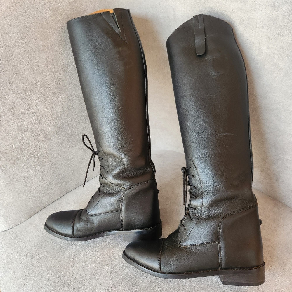 Smith Worthington Equestrian Boots Women's 7.5 Black Leather Riding Horse Sport